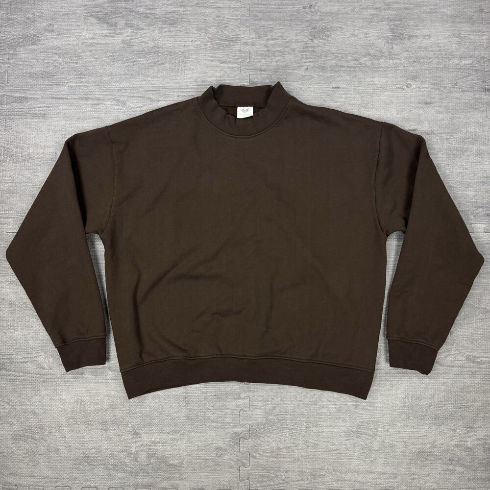 Seventh Earth Studios Heavyweight Pullover Mock neck Sweatshirt Brown Men XL